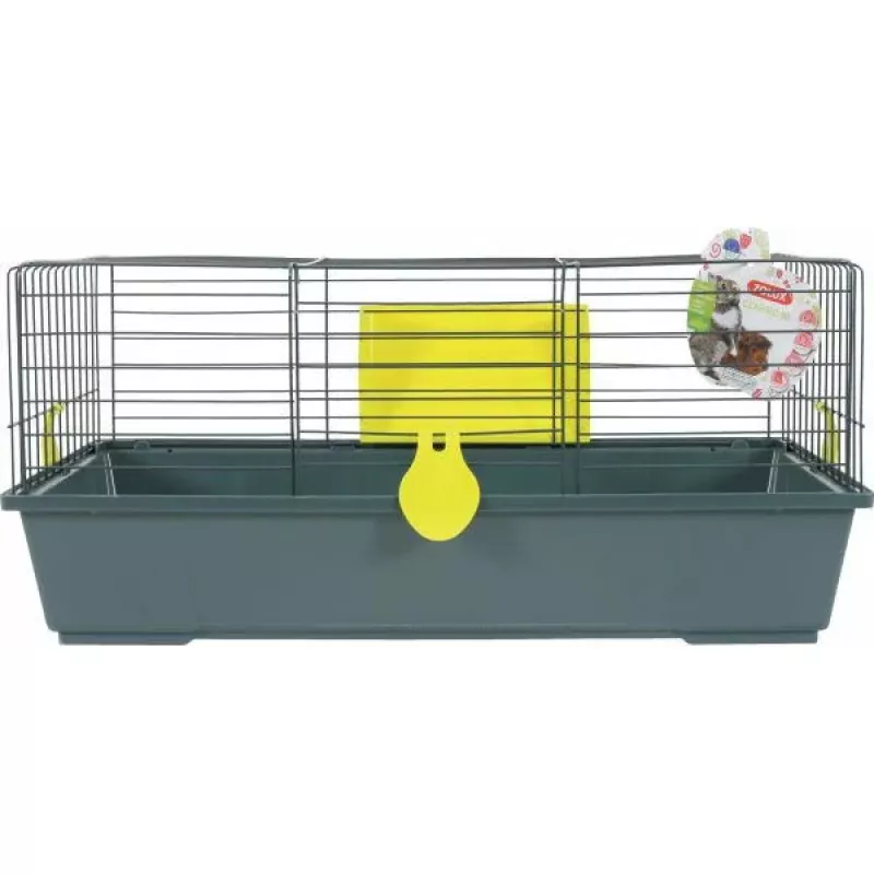 ZOLUX CLASSIC narvelis 80 cm pilkas akvamarinas — metalinis/plastikinis narvėlis jūrų kiaulytėms, 810×540×350 mm, su šieno ėdžiomis