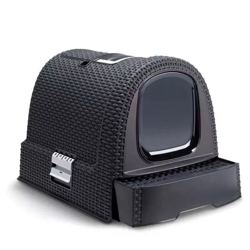 Kačių tualetas Curver Pet Life Kuweta Antracyt — plastikinis kačių tualetas, 385×510×395 mm, 2,41 kg, baltas
