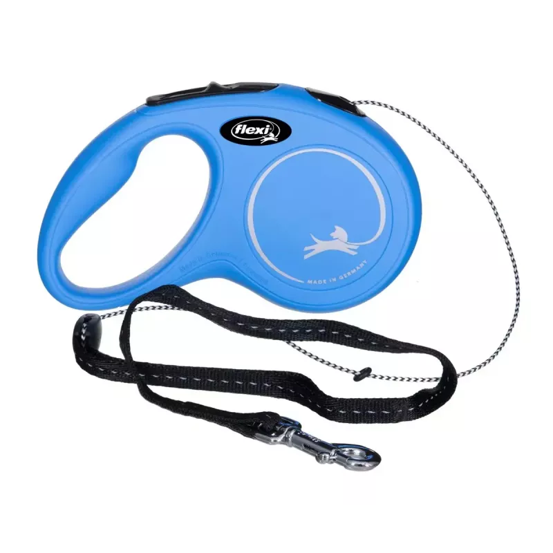 Ištraukiamas šuns pavadėlis Flexi New Classic S — virvelė, 5 m, vienas pavadėlis, mėlynas, maks. apkrova 12 kg