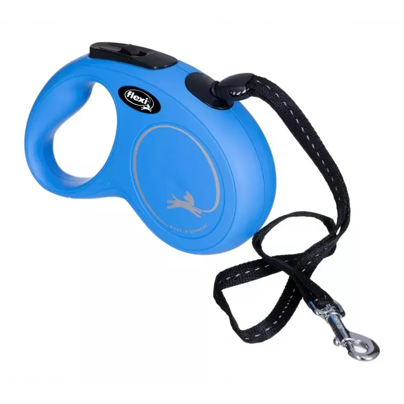 Ištraukiamas šuns pavadėlis Flexi New Classic S — virvelė, 5 m, vienas pavadėlis, mėlynas, maks. apkrova 12 kg