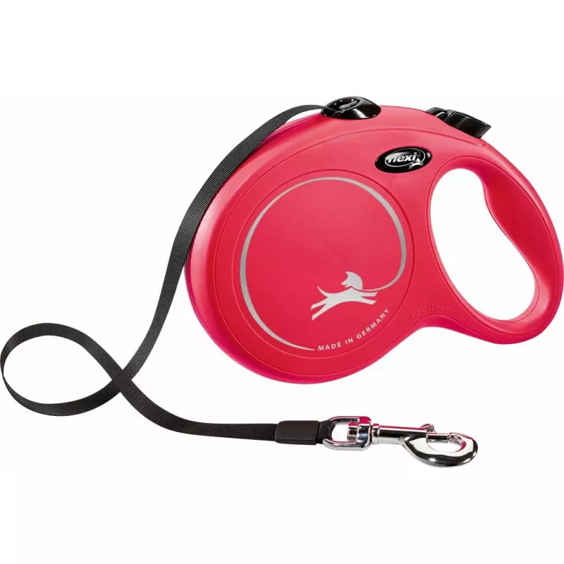 Ištraukiamas šunų pavadėlis Flexi New Classic 8 m, juostinis, juodas, tinkamas didelių veislių šunims iki 50 kg