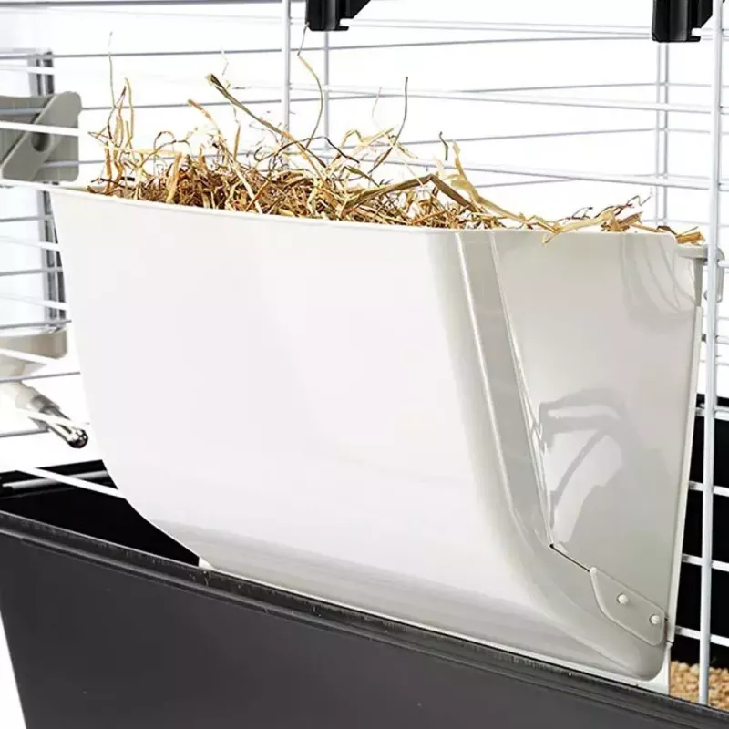 Narvelis FERPLAST Casita 80 jūrų kiaulytėms 780×480×500 mm, metalas ir plastikas, pilka/juoda-balta