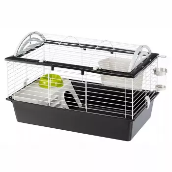 Narvelis FERPLAST Casita 80 jūrų kiaulytėms 780×480×500 mm, metalas ir plastikas, pilka/juoda-balta
