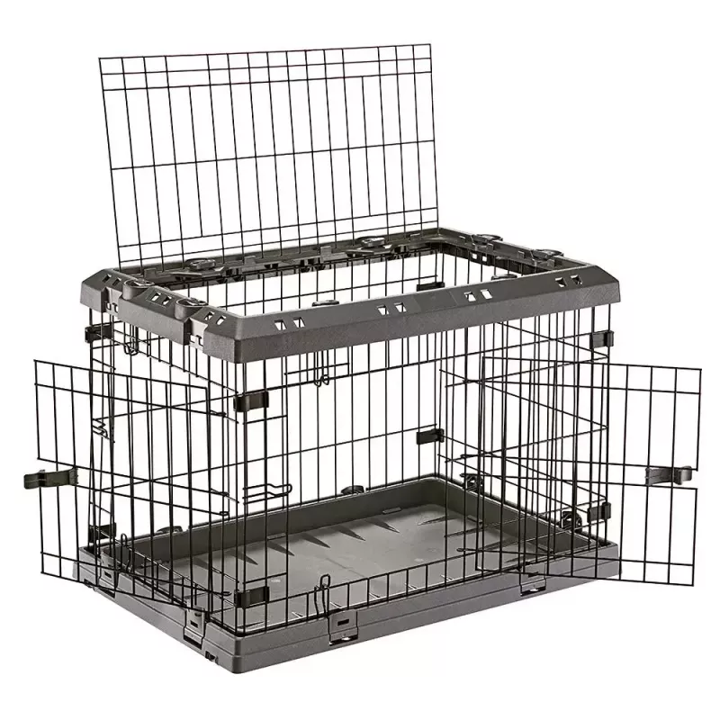 Kietas gyvūnų nešiojimo narvas FERPLAST Superior 770×510×550 mm — metalinis / plastikinis narvas mažiems šunims 5–9,9 kg, juodas