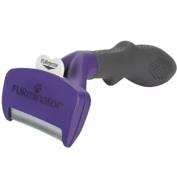 Trumpaplaukių kačių šalinimo įrankis FURminator M/L su ergonomine rankena ir nerūdijančio plieno briauna, 270 g