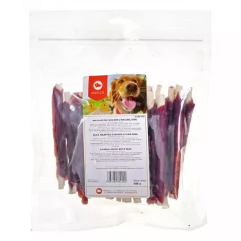 Šunų skanėstas MACED Duck Skewer 500 g — antienos skonio kramtomasis dresavimo užkandis, baltymų 46%, riebalų 1,5%