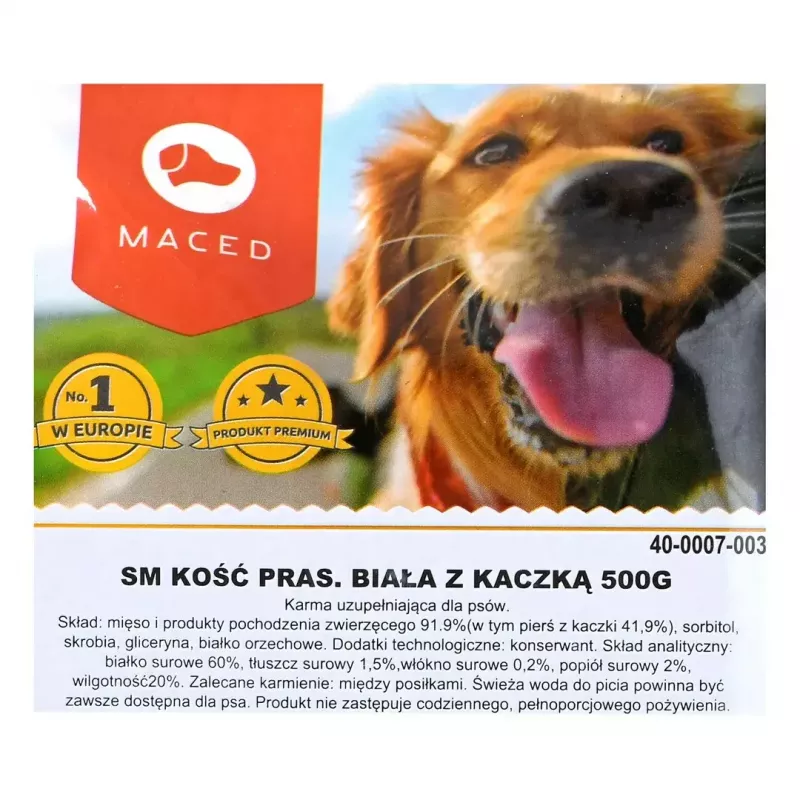 Šuns kramtomasis kaulas MACED Presuotas kaulas su antiena 500 g — vieno ingrediento dantų kramtukas šunims