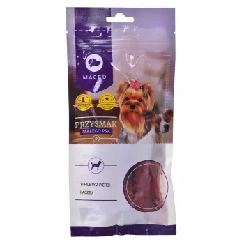 Dresūros skanėstas šunims MACED anties krūtinėlės juostelės, vieno ingrediento – antiena, 60 g, mažoms veislėms (5–10 kg), baltymų 40 %