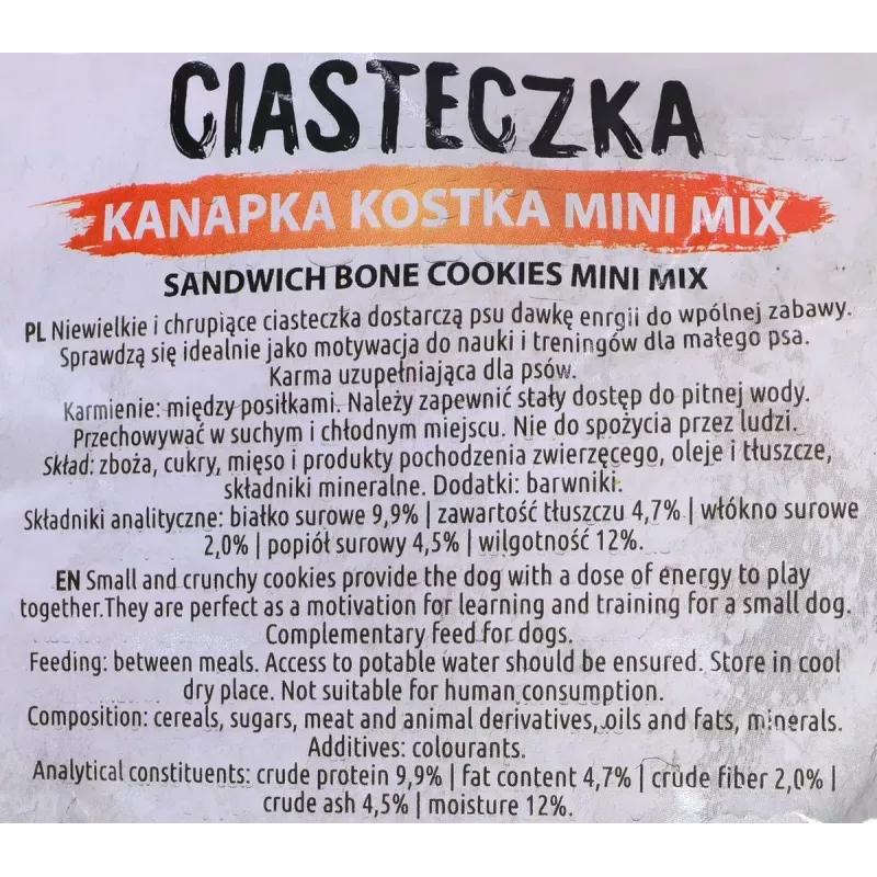Šunų dresavimo skanėstai MACED Cube Cookies Mini Mix 1 kg — įvairių formų mini kubeliai sausainiai, paukštienos skonio mišinys