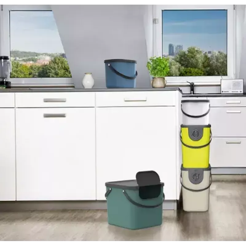 Atliekų konteineris Rotho Albula stačiakampis 40 L, technopolimeras, cappuccino, 400×358×340 mm, pakabinimo anga