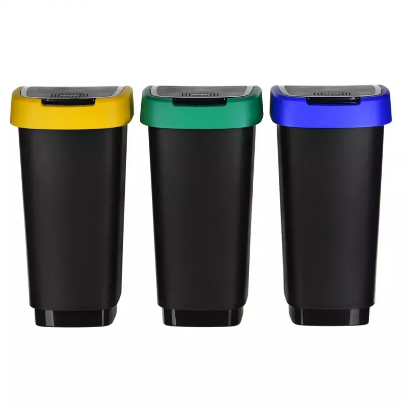 Trijų skyrių atliekų rūšiuoklė rotho Twist 3 × 25 l (technopolimeras, juoda, 252×333×476 mm)