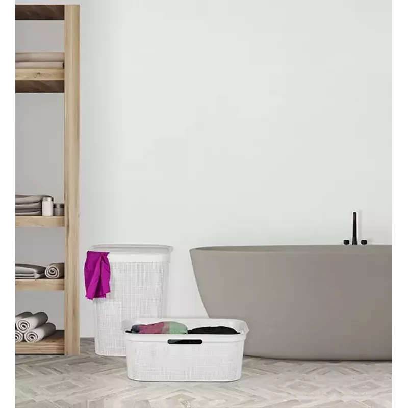 Rotho Brisen stačiakampis plastikinis indas 50 l, antracito spalvos, dangtis, pakabinimo anga