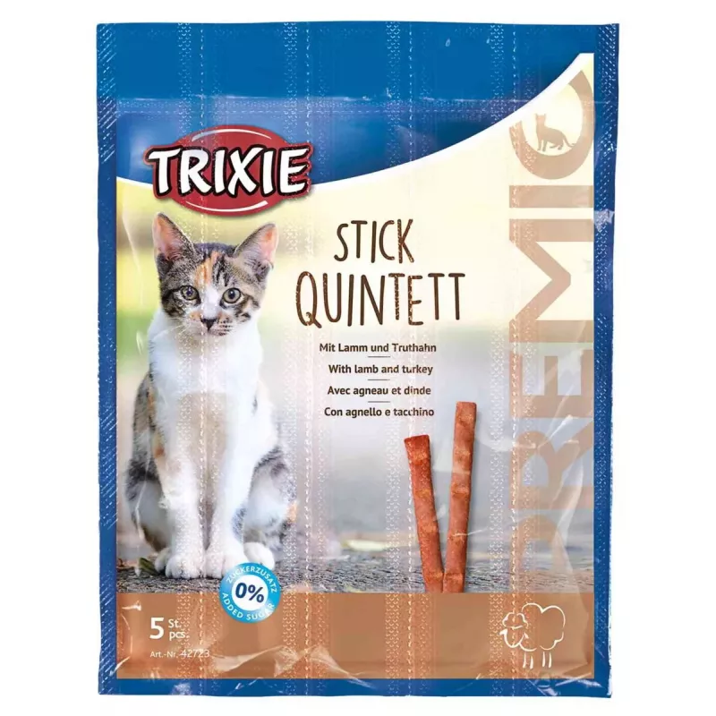 Papildomi mėsingi skanėstai katėms Trixie 42723, kalakutienos skonio, 25 g pakelis, pakuotėje 5 vnt., baltymai 33,5%, riebalai 20%