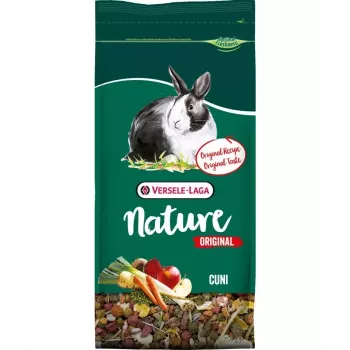 Sausas ėdalas nykštukiniams triušiams VERSELE-LAGA Nature Originali Cuni 2,5 kg — suaugusiems, baltymai 14,5%, riebalai 4%, ląsteliena 13,5%