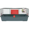 Graužikų narvas ZOLUX Classic 80 — dviejų lygių metalo/plastiko aptvaras, 800×430×330 mm, 31 mm strypų tarpai, pilka/raudona