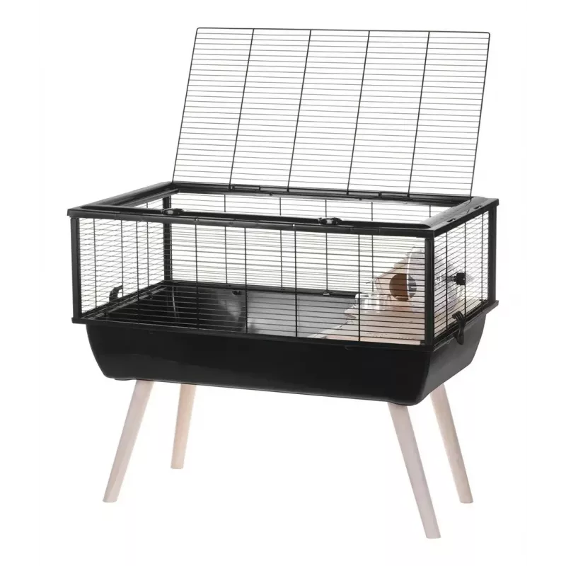 Graužikų narvas ZOLUX Neo Nigha small H36 juodas, medinis, W780×D360×H480 mm, su ratuku