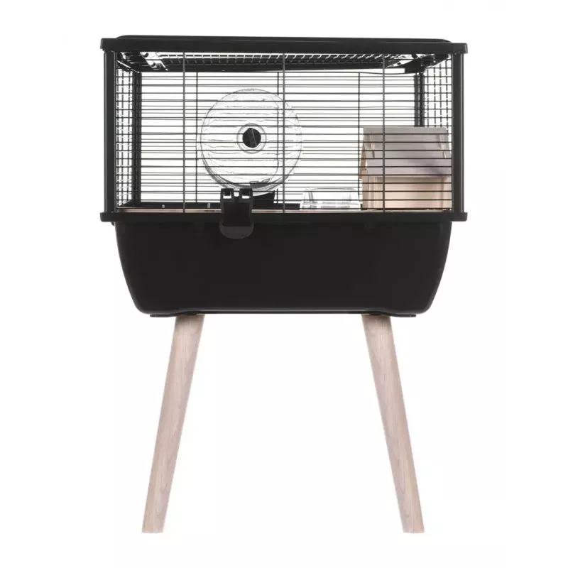 Graužikų narvas ZOLUX Neo Nigha small H36 juodas, medinis, W780×D360×H480 mm, su ratuku