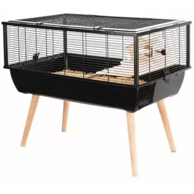 Graužikų narvas ZOLUX Neo Nigha small H36 juodas, medinis, W780×D360×H480 mm, su ratuku
