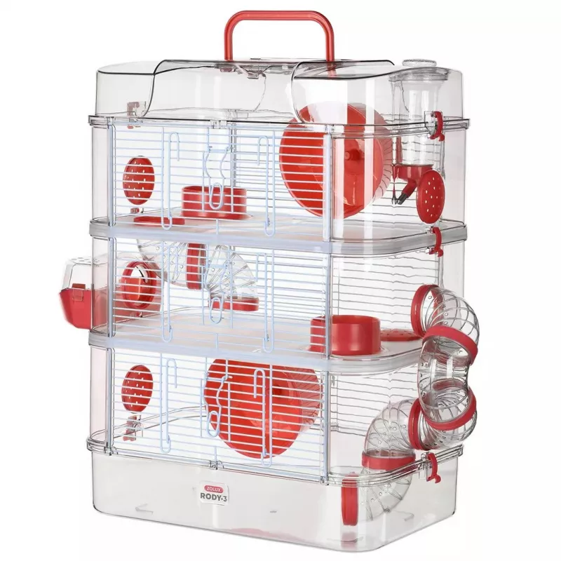 Graužikų narvas ZOLUX Rody3 Trio — mažų gyvūnų buveinė, metalas/plastikas, 410×270×530 mm, 3 kg, su ratuku
