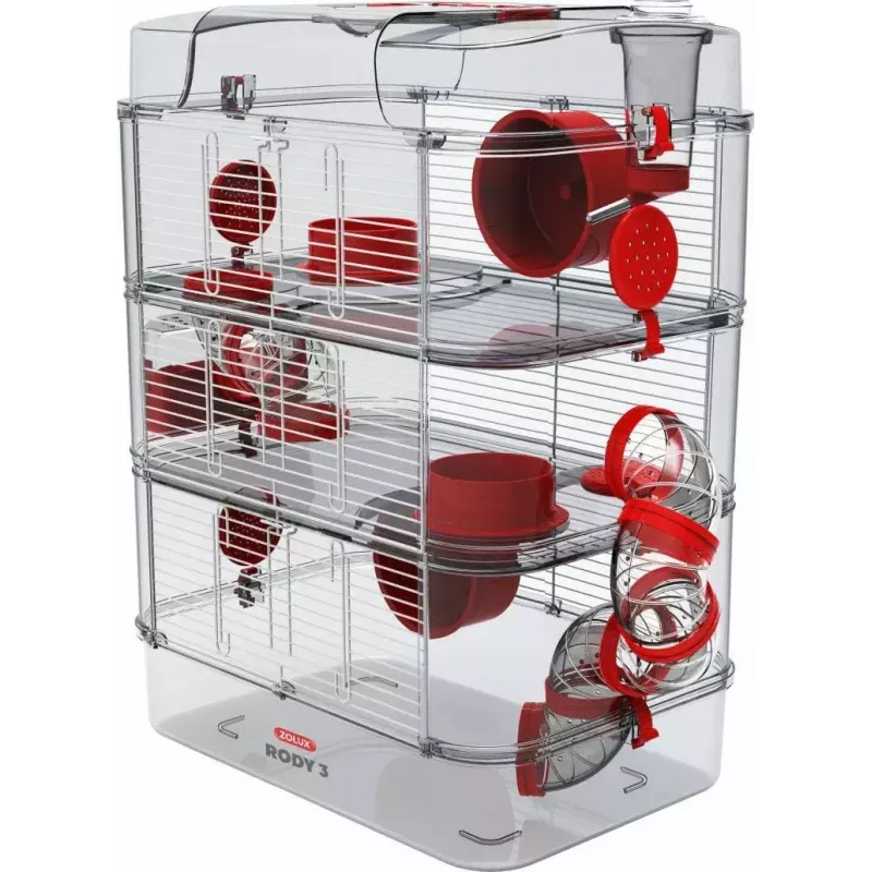 Graužikų narvas ZOLUX Rody3 Trio — mažų gyvūnų buveinė, metalas/plastikas, 410×270×530 mm, 3 kg, su ratuku
