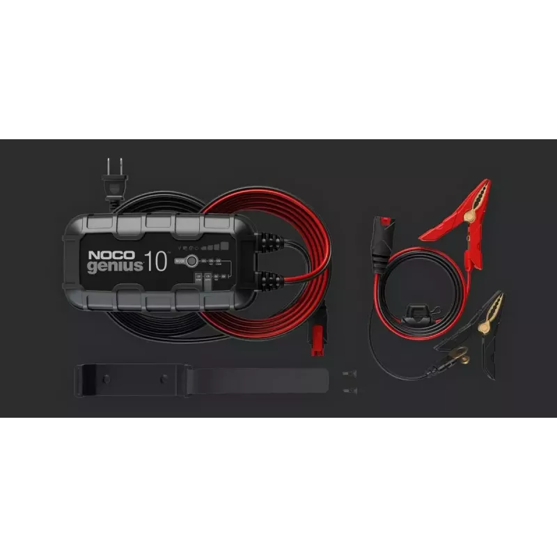Baterijos įkroviklis NOCO GENIUS10 EU 10 A 6 V ir 12 V baterijoms — techninė priežiūra ir desulfatacija, 150 W, Li‑Ion/AGM/Gel, atsparus vandeniui IPX