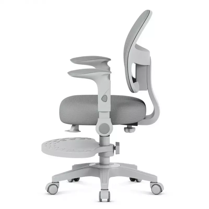 Sukiojama kėdė mark adler Junior 5.0 — ergonomiška tinklinė atloša, porolono sėdynė, reguliuojamas aukštis 42–54 cm, pilka