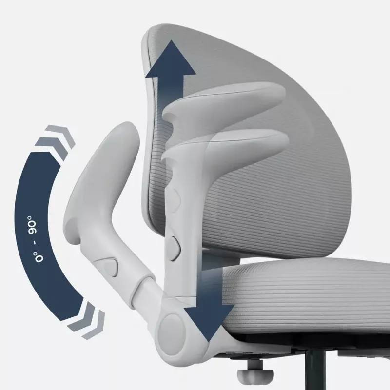 Sukiojama kėdė mark adler Junior 5.0 — ergonomiška tinklinė atloša, porolono sėdynė, reguliuojamas aukštis 42–54 cm, pilka