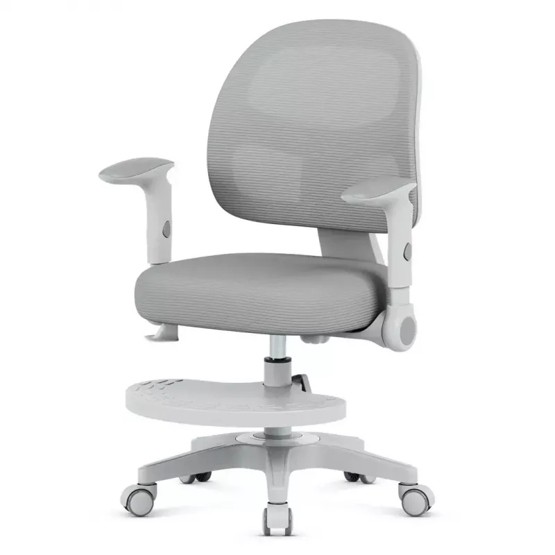 Sukiojama kėdė mark adler Junior 5.0 — ergonomiška tinklinė atloša, porolono sėdynė, reguliuojamas aukštis 42–54 cm, pilka