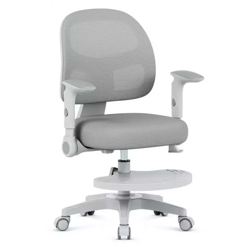 Sukiojama kėdė mark adler Junior 5.0 — ergonomiška tinklinė atloša, porolono sėdynė, reguliuojamas aukštis 42–54 cm, pilka