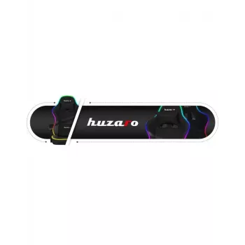 Žaidimų kėdė Huzaro FORCE 4.4 RGB Juoda — medžiaginis paminkštintas kaušinis sėdynė, maks. 130 kg, reguliuojama atlošas, aukštis 115–125 cm, RGB apšvietimas