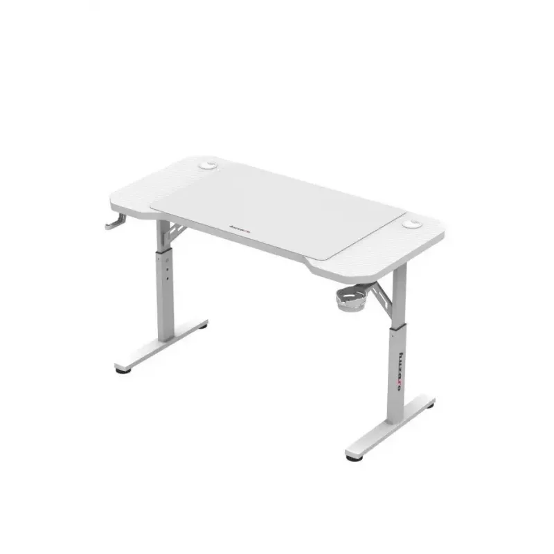 Žaidimų kėdė huzaro Hero 2.6 White — ergonomiška reguliuojama aukšta nugara pasukama kėdė su puodelių laikikliu ir ausinių kabliuku