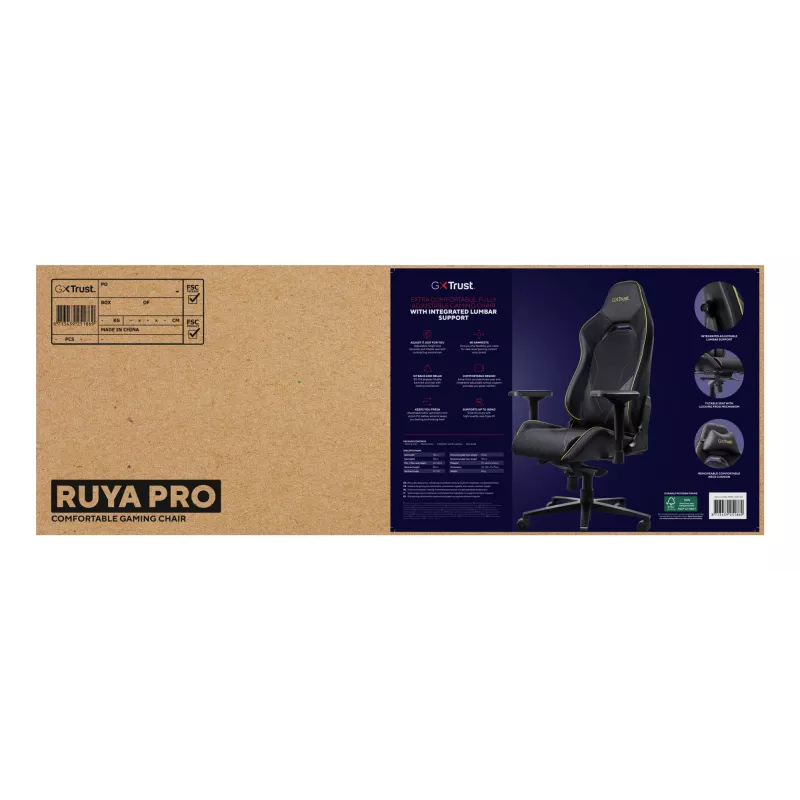 Trust GXT 721 Ruya Pro universali žaidimų kėdė, juoda