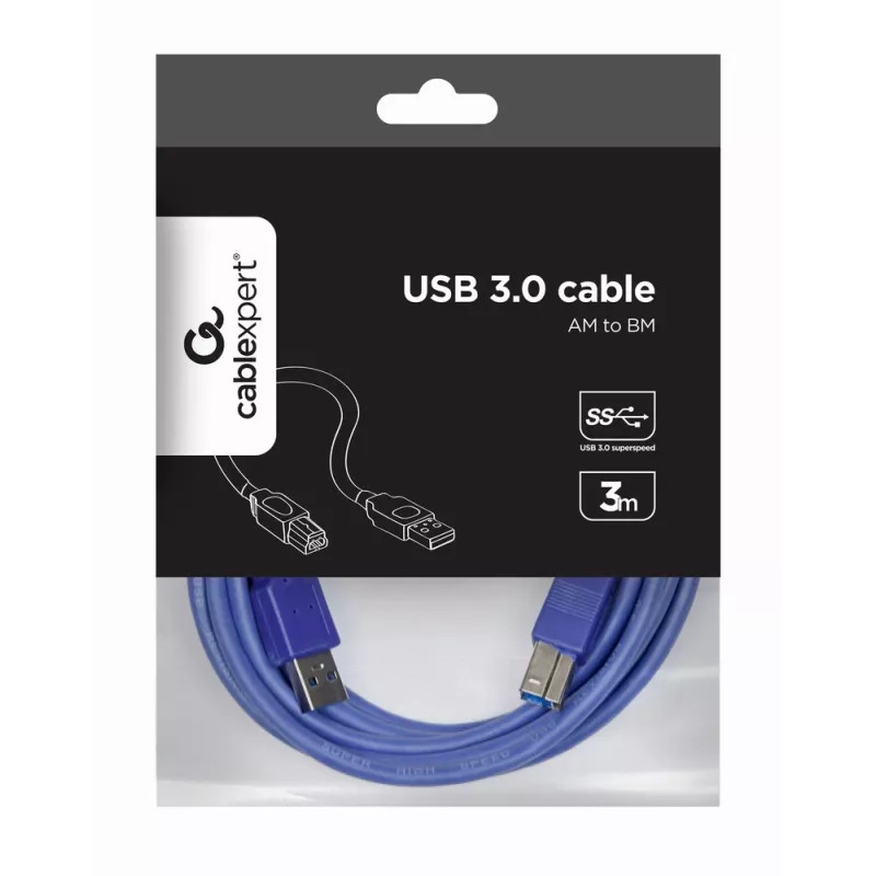 GEMBIRD USB 3.0 laidas A kištukas–B kištukas 3 m – mėlynas