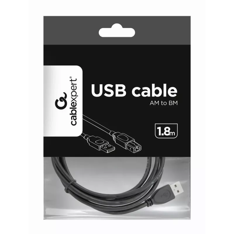 GEMBIRD USB 2.0 A kištuko - B kištuko kabelis 2,0 m (6 pėd.) - juoda / urmo pakuotė (ccp-USB2-ambm-6)
