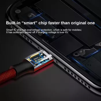 USB-A į Lightning laidas Baseus Yiven 1,8 m, 2 A išvestis, raudonas, termoplastinio elastomero apvalkalas