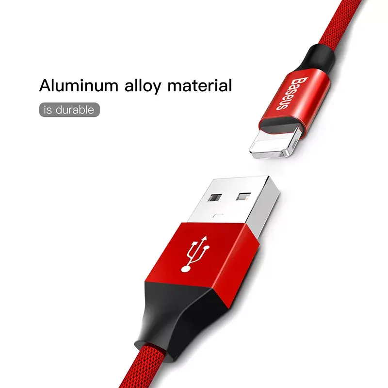 USB-A į Lightning laidas Baseus Yiven 1,8 m, 2 A išvestis, raudonas, termoplastinio elastomero apvalkalas