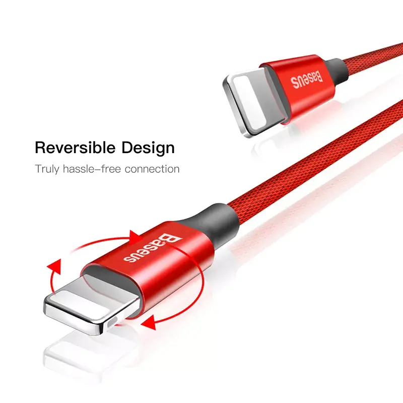 USB-A į Lightning laidas Baseus Yiven 1,8 m, 2 A išvestis, raudonas, termoplastinio elastomero apvalkalas