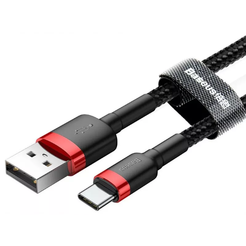 BASEUS pintas Cafule greitojo įkrovimo kabelis - USB Type-A į Type-C 2A - 2 m - juodas (nailonas)
