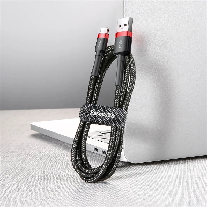 BASEUS pintas Cafule greitojo įkrovimo kabelis - USB Type-A į Type-C 2A - 2 m - juodas (nailonas)