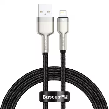 BASEUS Fast Charge Cafule duomenų perdavimo laidas - USB Type-A į Lightning - 480Mbps (2.4A PD) - 1m - juodas
