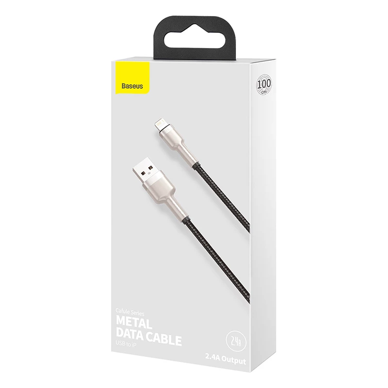 BASEUS Fast Charge Cafule duomenų perdavimo laidas - USB Type-A į Lightning - 480Mbps (2.4A PD) - 1m - juodas