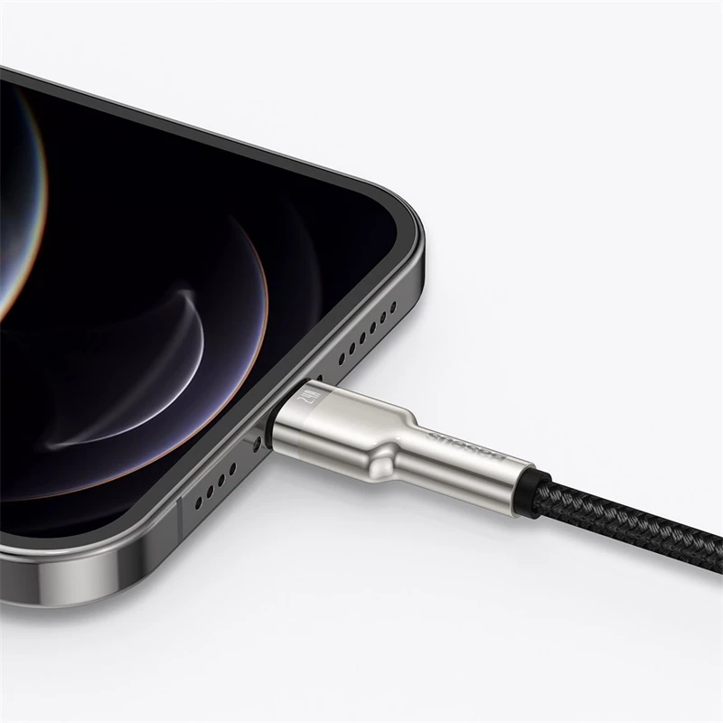 BASEUS Fast Charge Cafule duomenų perdavimo laidas - USB Type-A į Lightning - 480Mbps (2.4A PD) - 1m - juodas