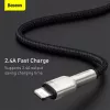BASEUS Fast Charge Cafule duomenų perdavimo laidas - USB Type-A į Lightning - 480Mbps (2.4A PD) - 1m - juodas