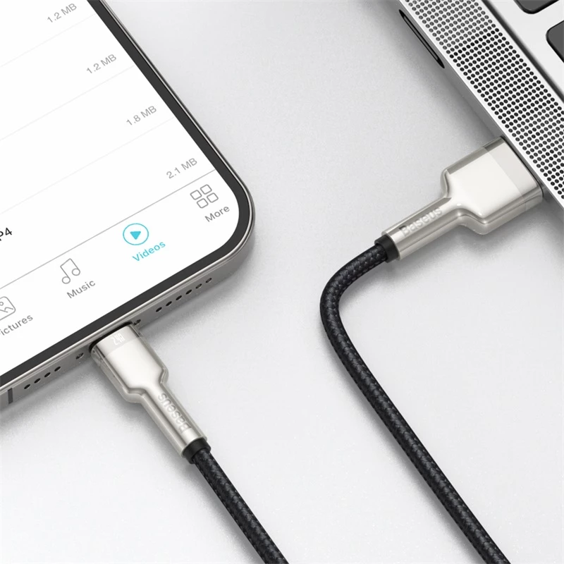 BASEUS Fast Charge Cafule duomenų perdavimo laidas - USB Type-A į Lightning - 480Mbps (2.4A PD) - 1m - juodas