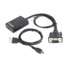 GEMBIRD VGA į HDMI adapterio laidas, maitinamas per USB, 15 cm – juodas