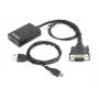 GEMBIRD VGA į HDMI adapterio laidas, maitinamas per USB, 15 cm – juodas