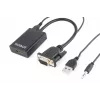 GEMBIRD VGA į HDMI adapterio laidas, maitinamas per USB, 15 cm – juodas