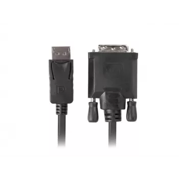 Vaizdo kabelio adapteris LANBERG DisplayPort (kištukas) į DVI‑D (kištukas), 1 m, juodas, palaiko 1080p