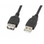 USB A į USB A kabelis LANBERG CA-USBE-10CC-0007-BK, USB 2.0, 0,7 m, juodas