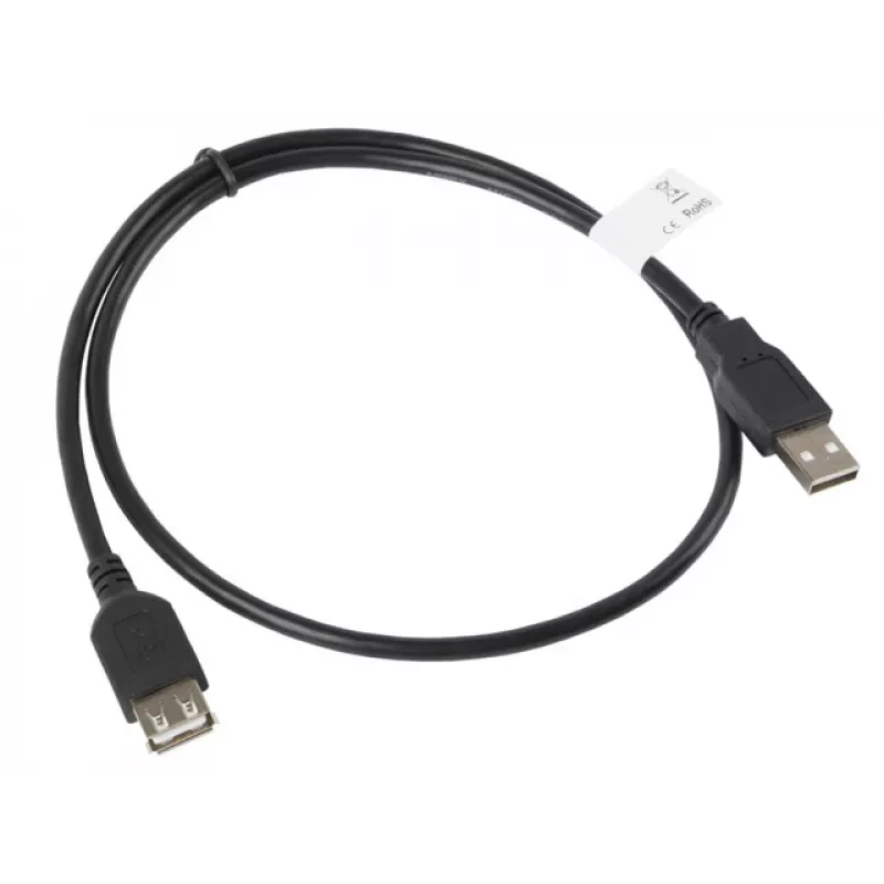 USB A į USB A kabelis LANBERG CA-USBE-10CC-0007-BK, USB 2.0, 0,7 m, juodas